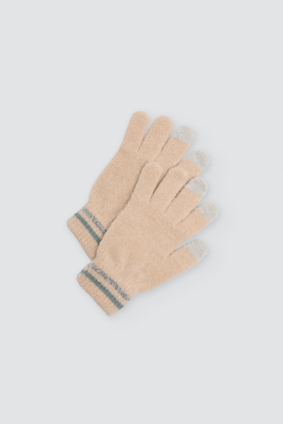 Gants tactiles en maille beige pour femme