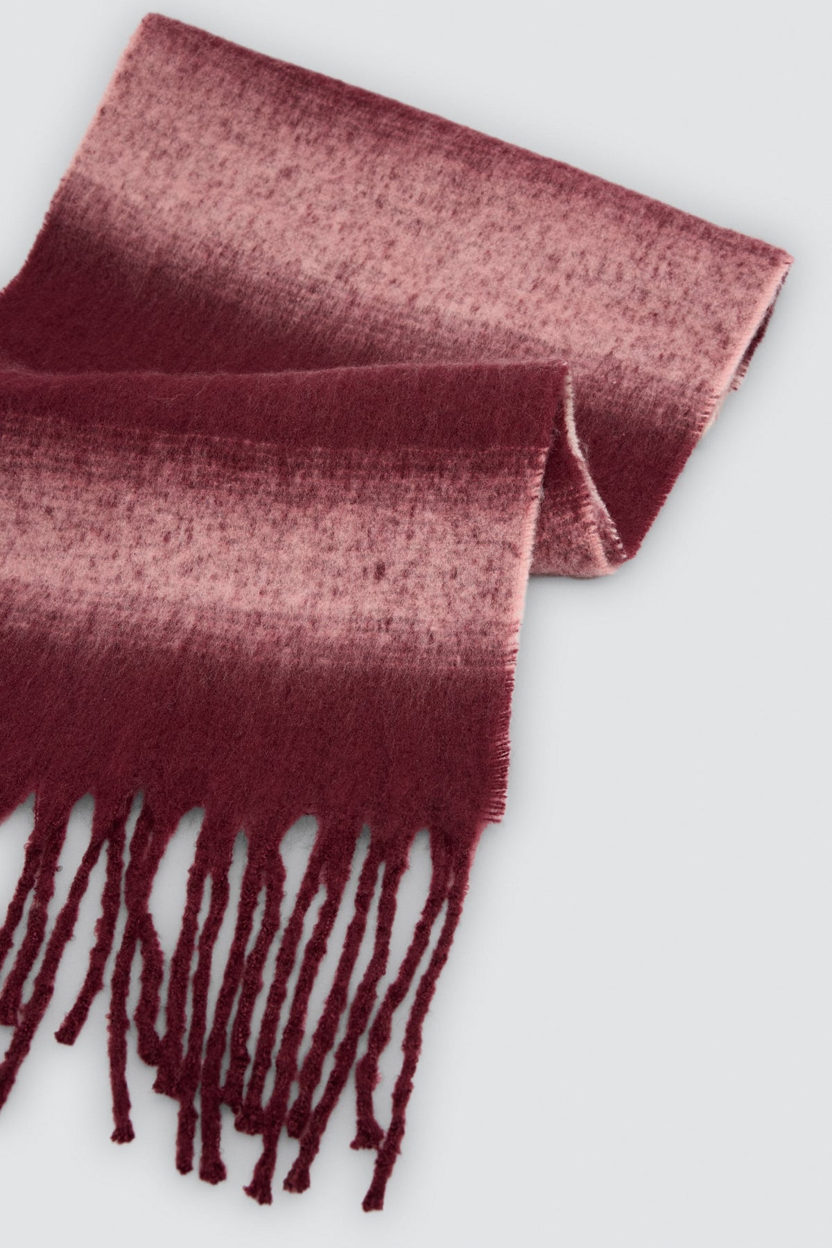 Écharpe femme dégradée bordeaux avec franges