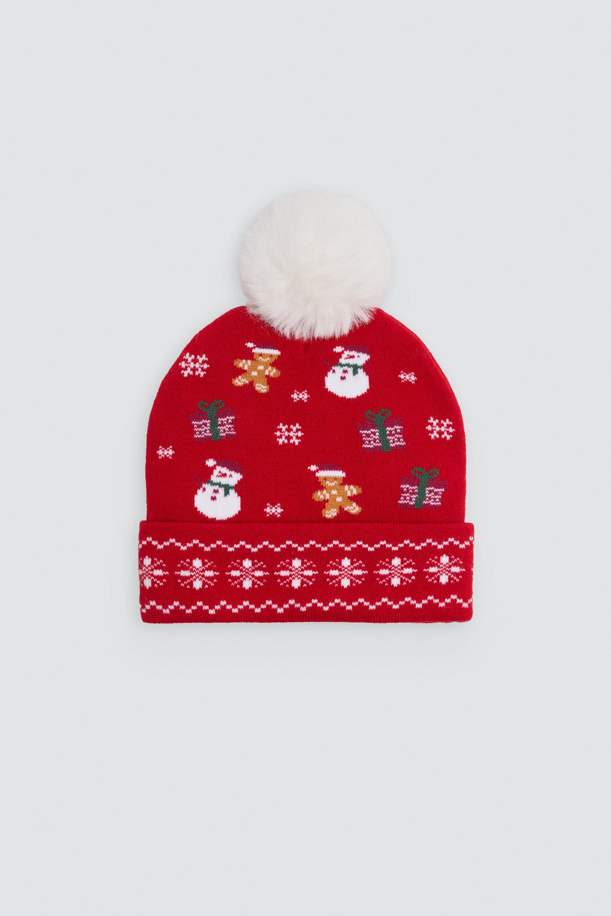 Bonnet unisexe à pompon imprimé Noël