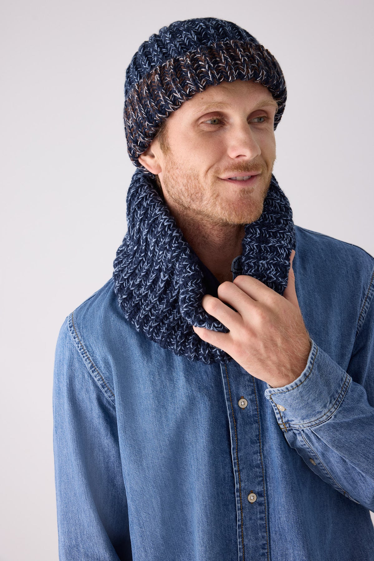 Bonnet homme en maille chinée