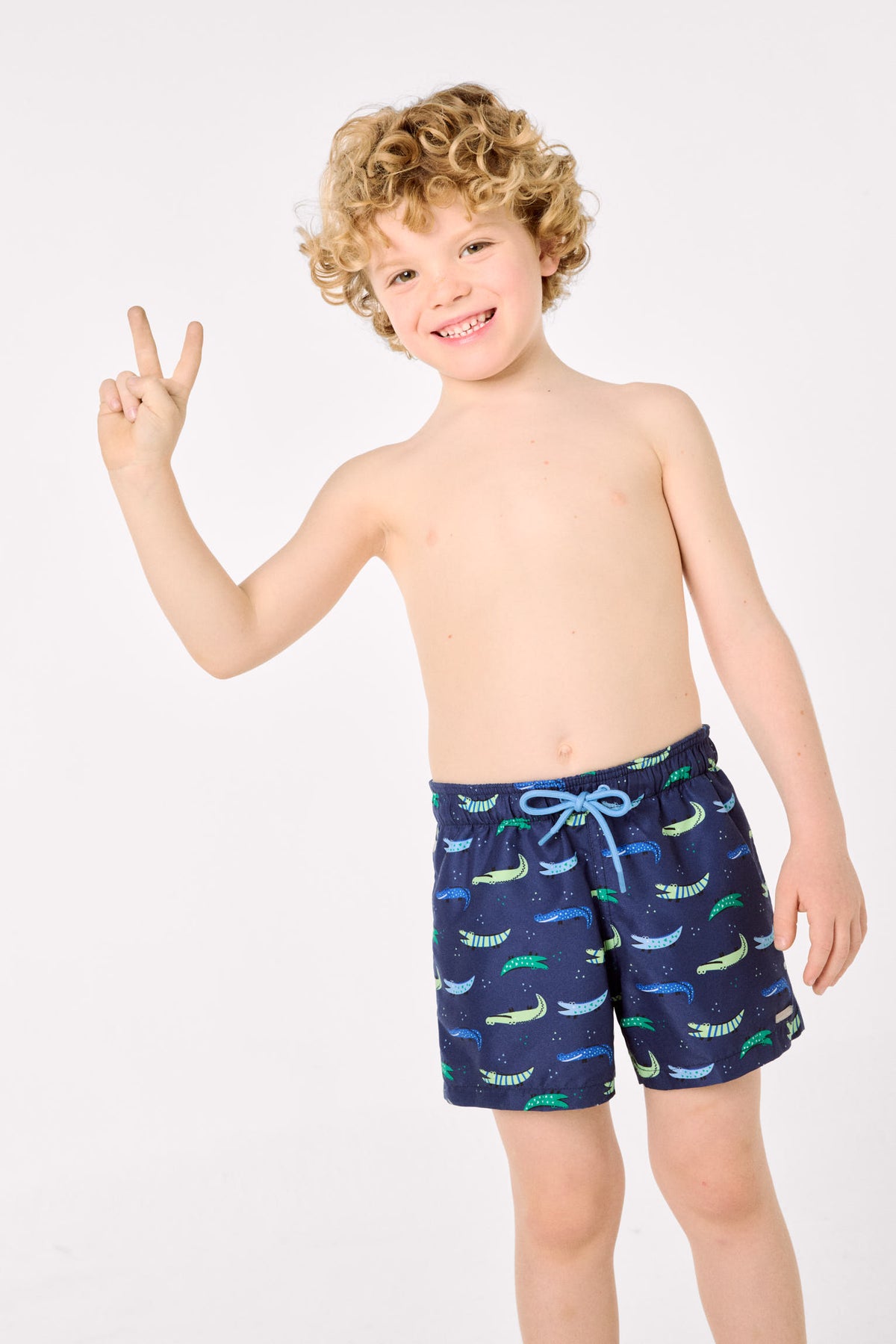 Bañador niño corto estampado cocodrilos multicolor - Ysabel Mora
