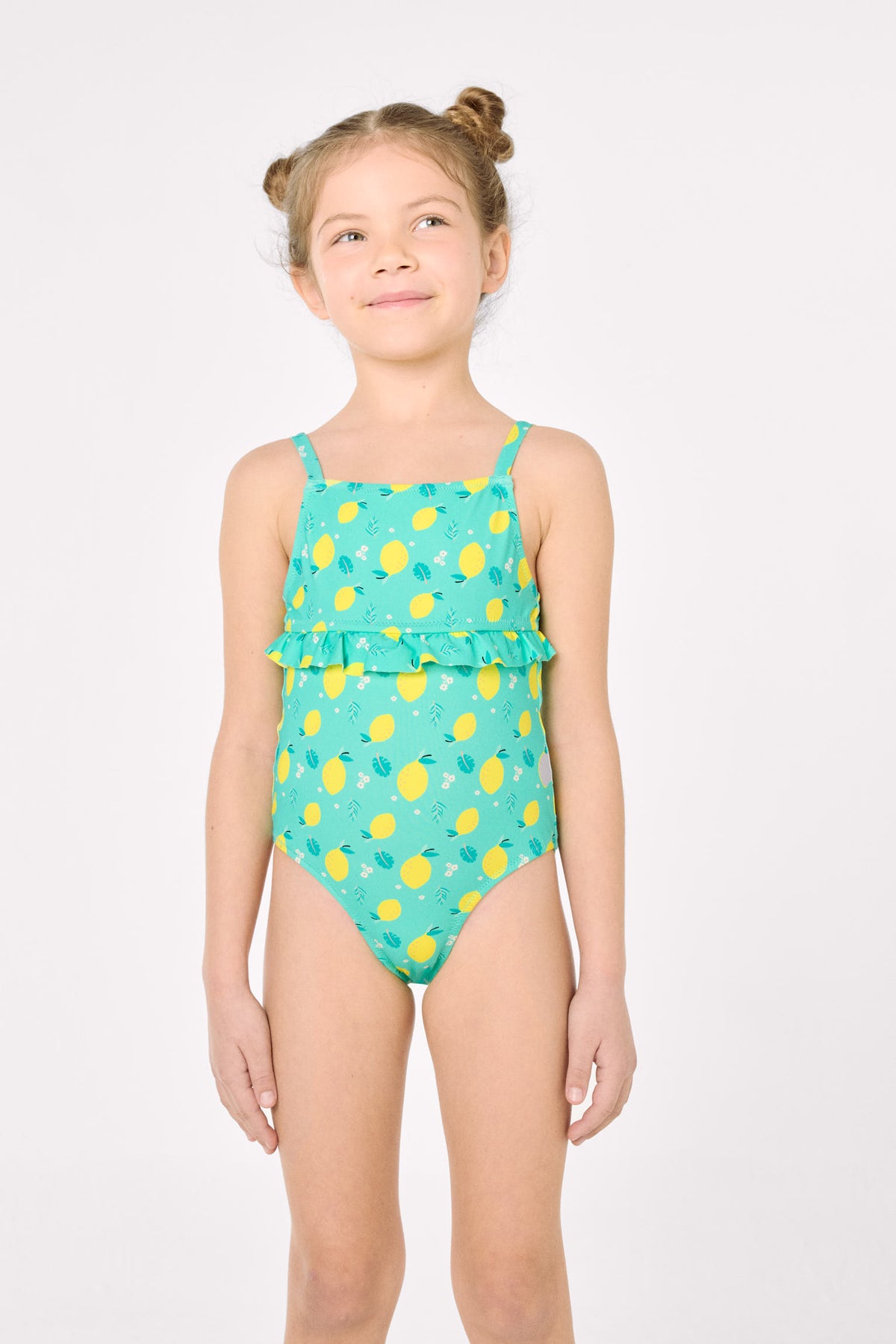 Bañador niña detalle volante estampado limones - Ysabel Mora