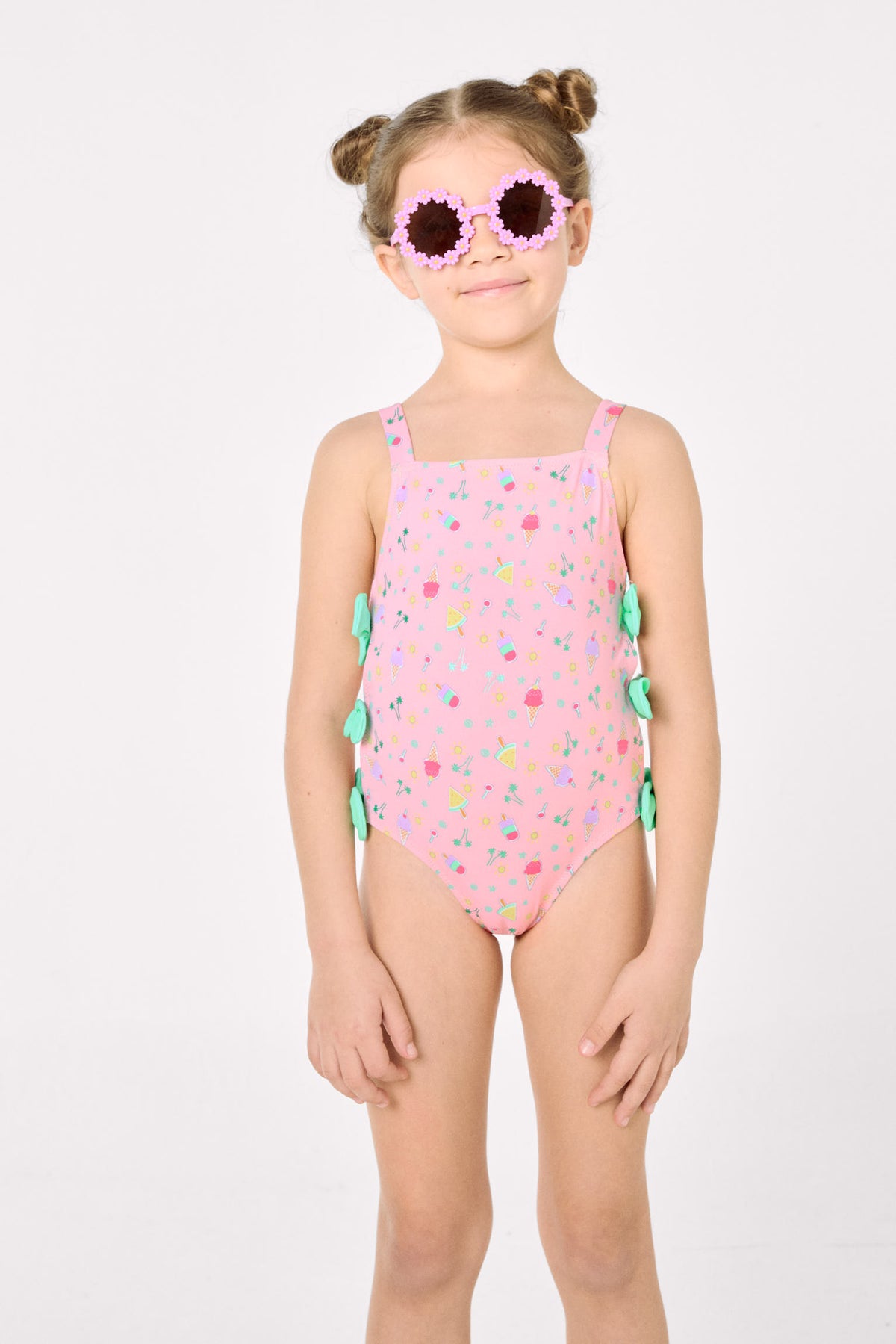 Bañador niña detalle cut-out y lazos estampado veraniego - Ysabel Mora