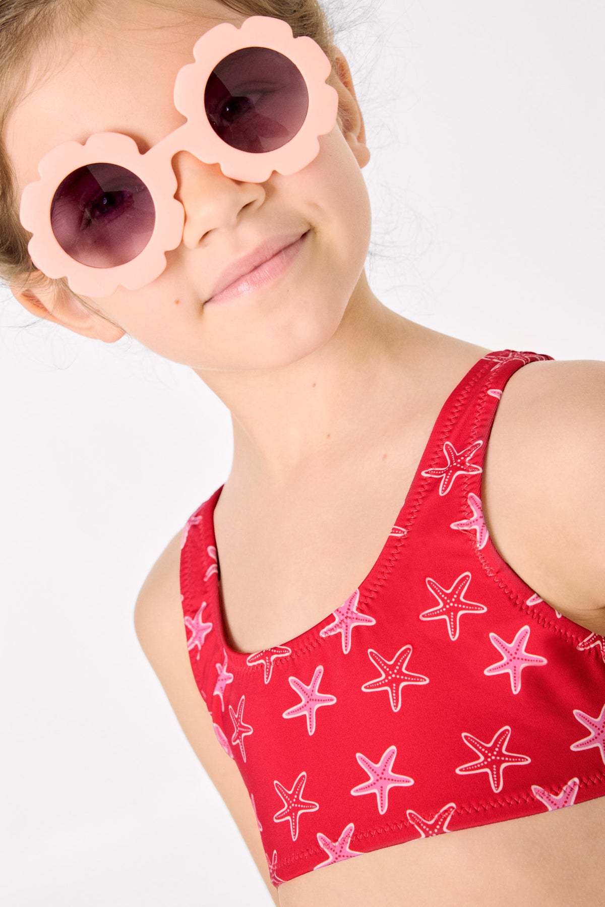 Bikini niña detalles volantes y lazos estampado estrellas marinas - Ysabel Mora