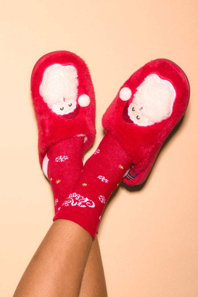 Zapatillas de casa mujer estampado navidad Papá Noel