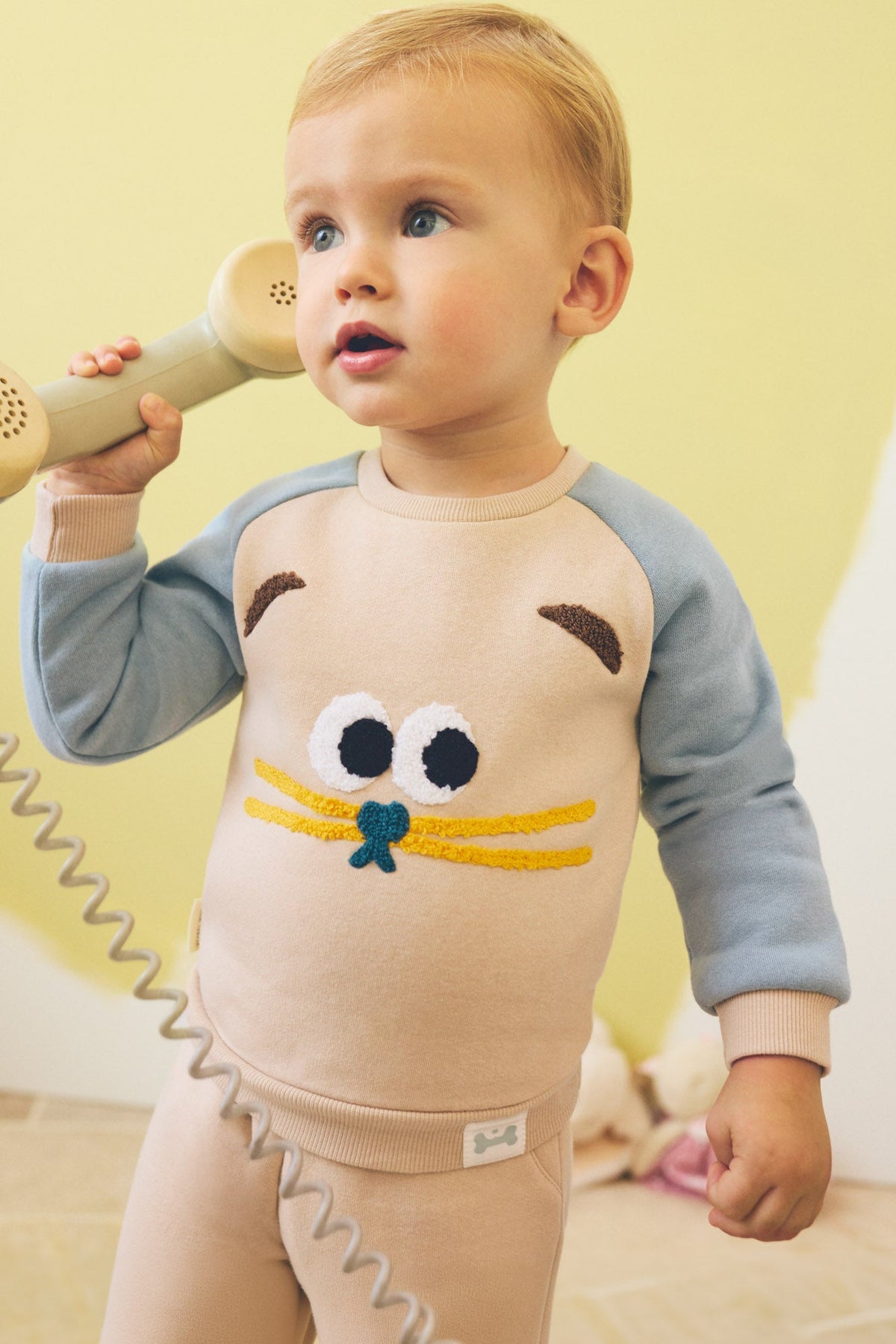 Ensemble survêtement bébé imprimé visage de chat