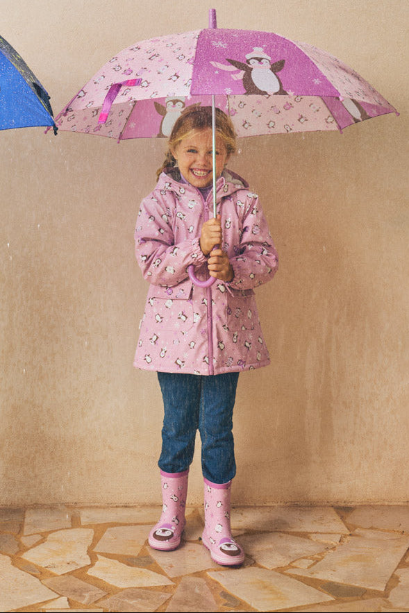 Bottes de pluie fille imprimé pingouins avec doublure