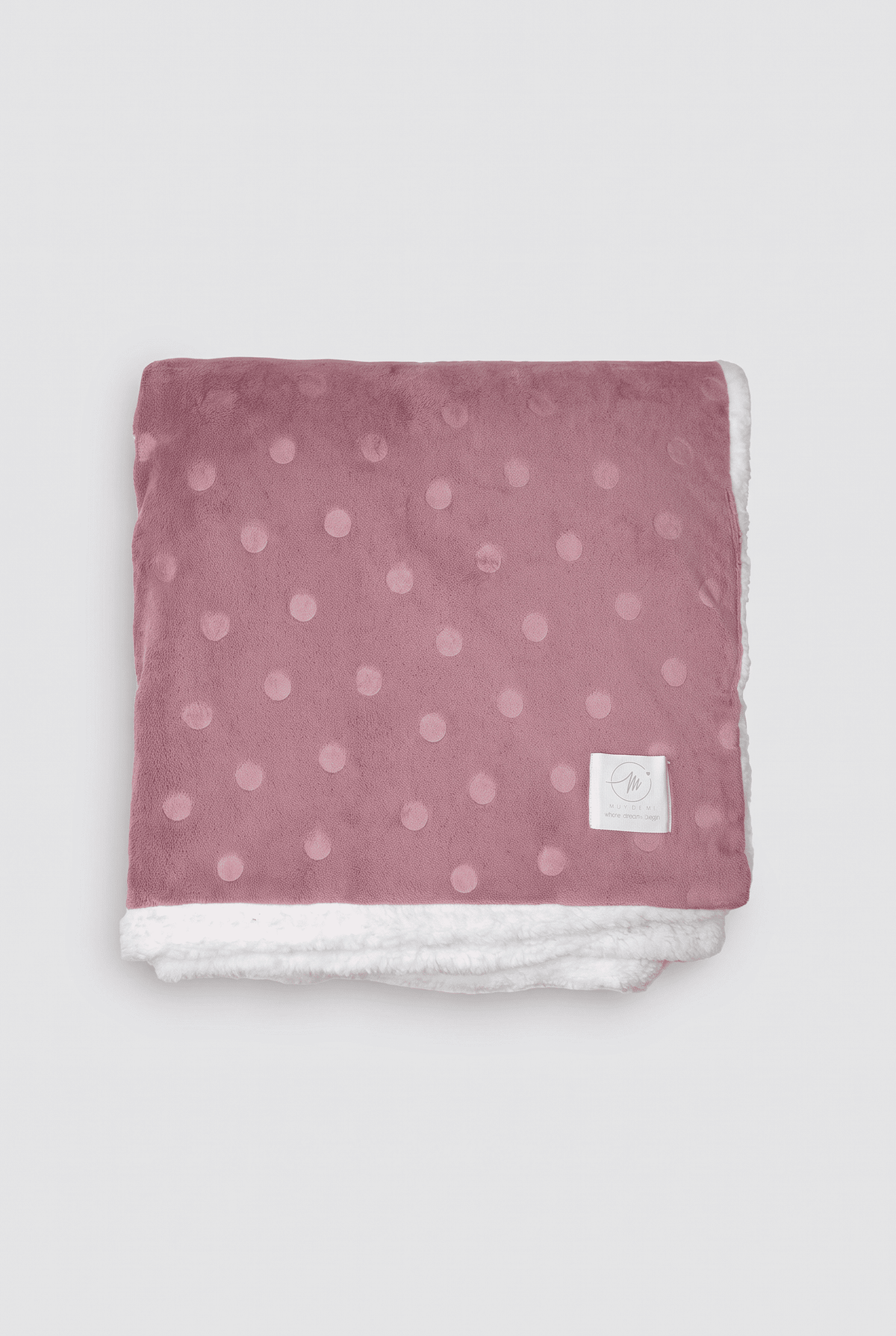 Plaid à pois en polaire corail et effet mouton