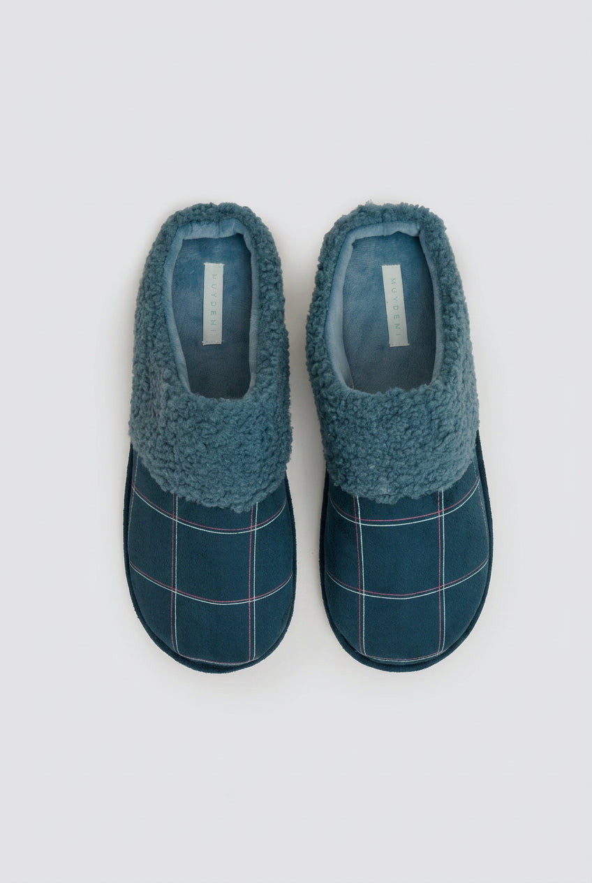 Chaussons homme rayés avec intérieur effet mouton