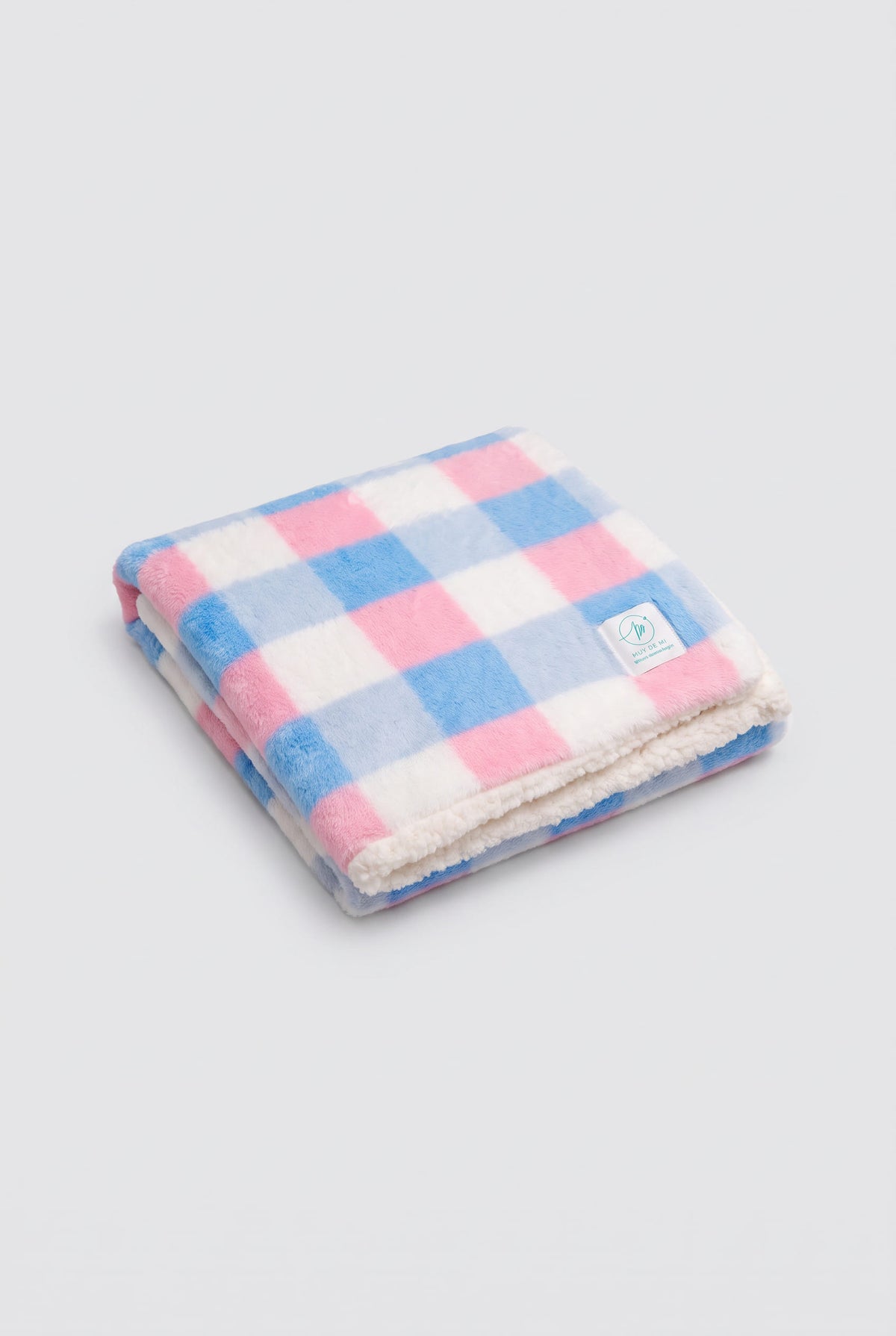 Plaid effet mouton à carreaux multicolores