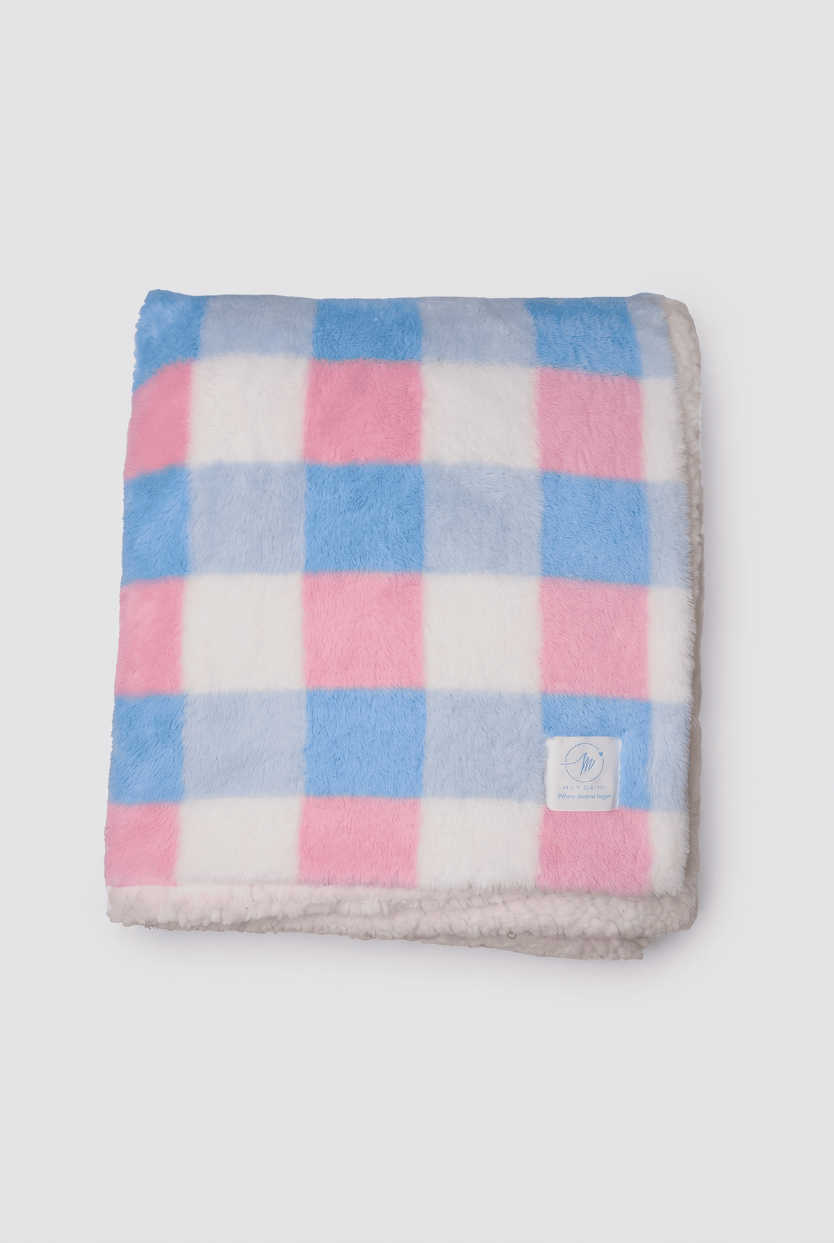 Plaid effet mouton à carreaux multicolores